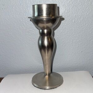 Vintage IHI Brushed Stainless Steel Candle Holder Made in India